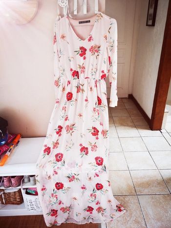 Robe longue manches longues à fleurs