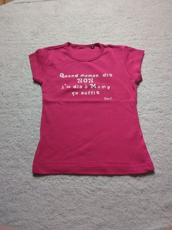T-shirt quand maman dit non mamie mamy rose neuf  6 ans