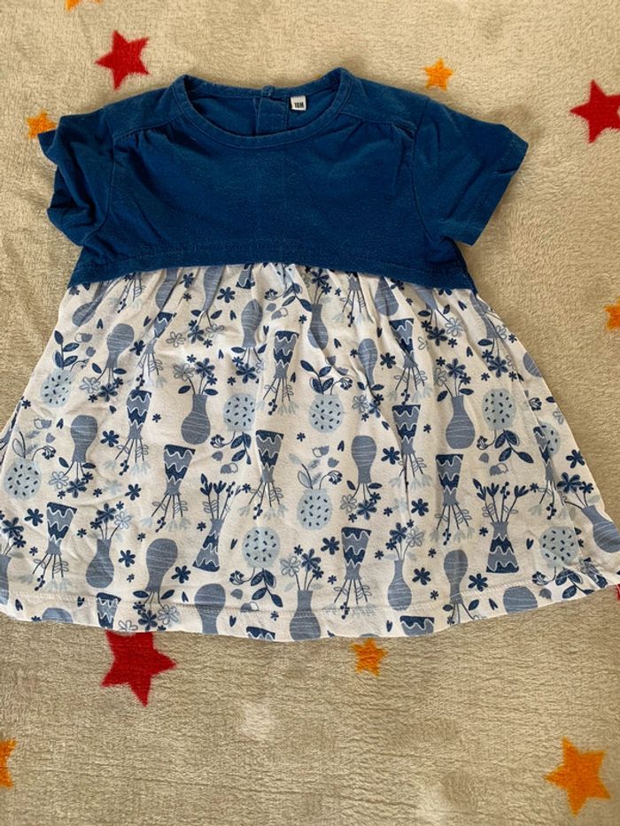 Ensemble Robe et Leggings Bleu et Blanc 18M - photo numéro 2