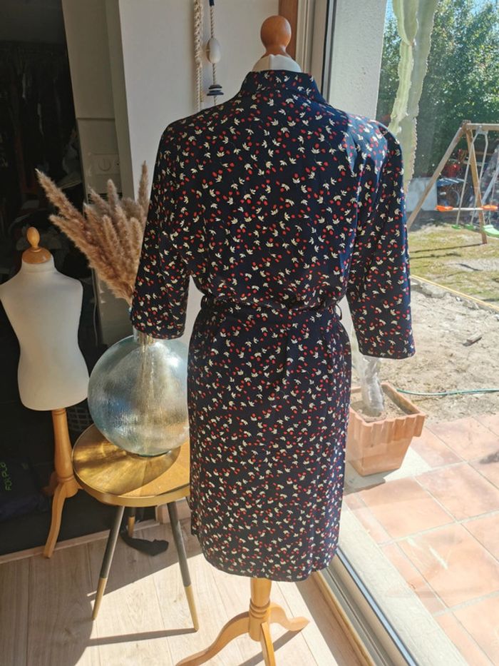 Robe chic bleu marine motifs fleurs taille 44 la maison du jersey - photo numéro 4