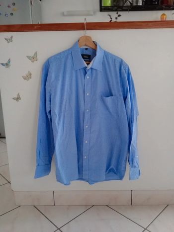 Chemise homme taille 5 43-44 vichy bleu c84