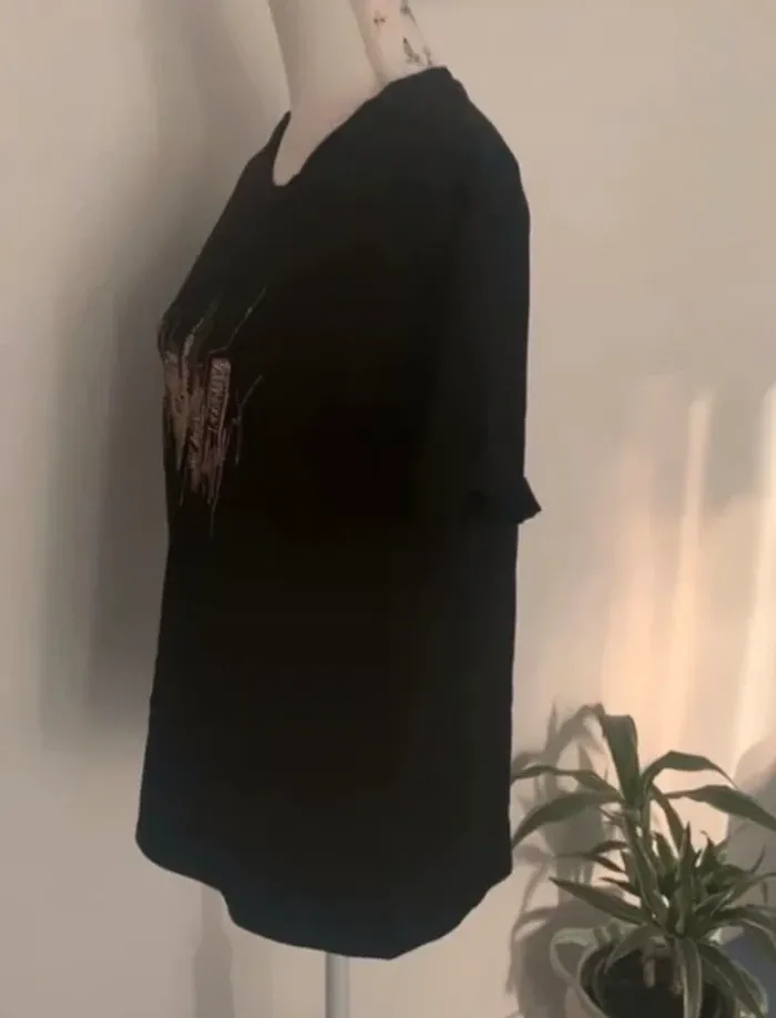 Tee-shirts noir avec broderie Mango taille 36/S - photo numéro 6