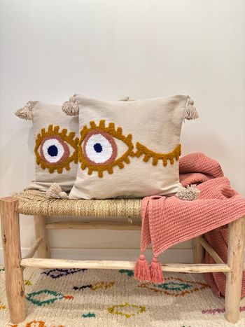 Housse de coussin - motifs œil- laine