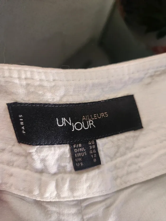 Élégant pantalon blanc été taille 40 en lin un jour ailleurs - photo numéro 4