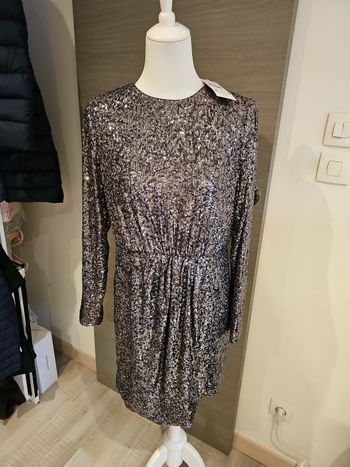 ✨ robe maison 123 paris sequins argent soirée neuve avec étiquette taille 40 chic