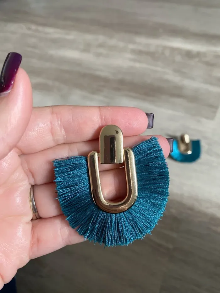 Boucles d’oreilles bleues - photo numéro 2