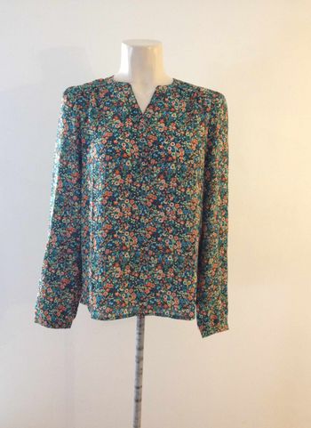 Blouse fluide motifs fleurs - manches longues - taille M - look féminin