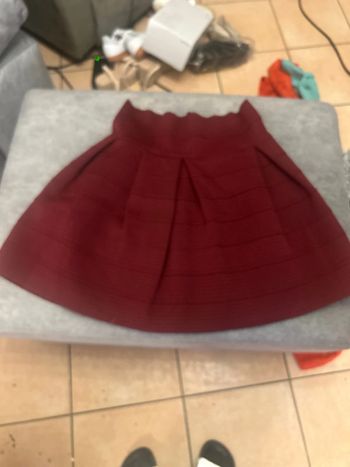 Jupe trapèze gaufré bordeaux