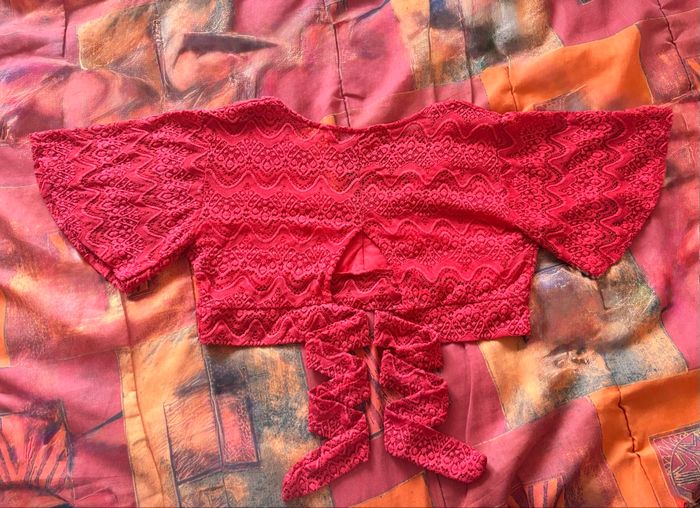 Top rouge décolleté - Taille S - photo numéro 2