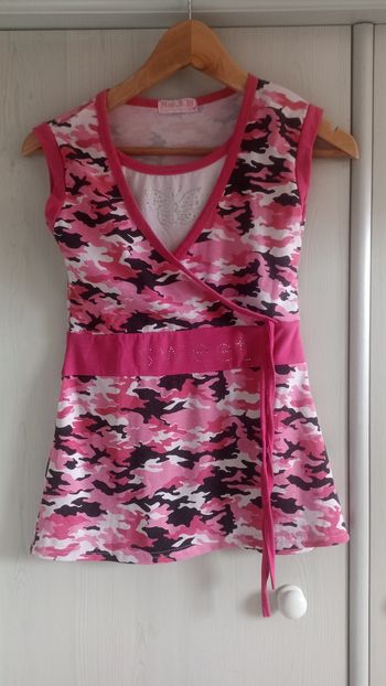 🌸 Haut fille 12 ans rose camouflage – style tendance 💖