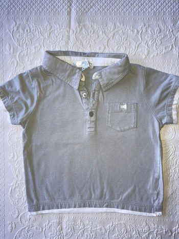 Polo Gris bordé blanc 3 ans Mes Petits Cailloux