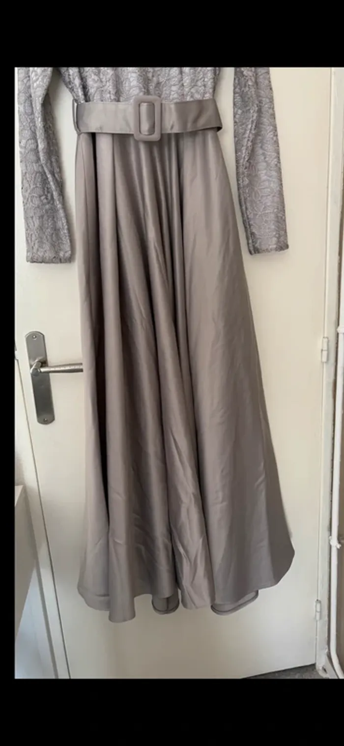 Robe de soirée et cérémonie longue grise taille unique femme - photo numéro 3
