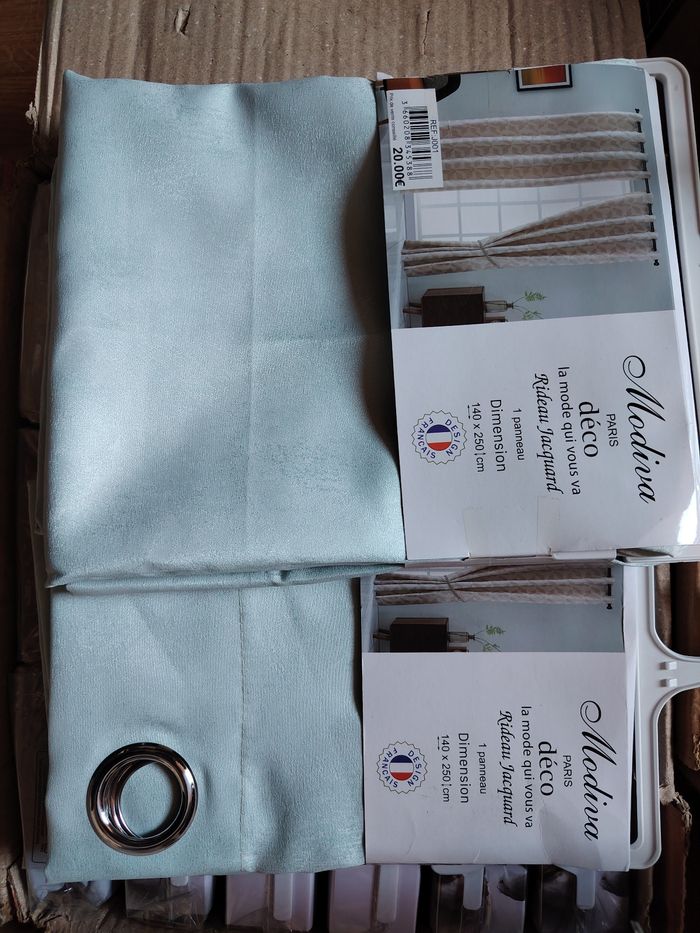 2 panneaux de rideaux Jacquard vert pastel clair