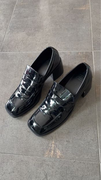 ASOS DESIGN - Mocassins à talons - Taille 39 (UK 6) - Noir Verni