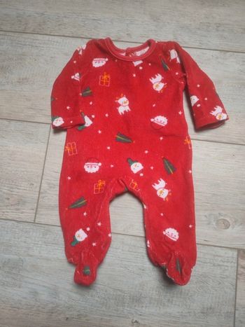 Pyjama velours Noël mixte  1 mois