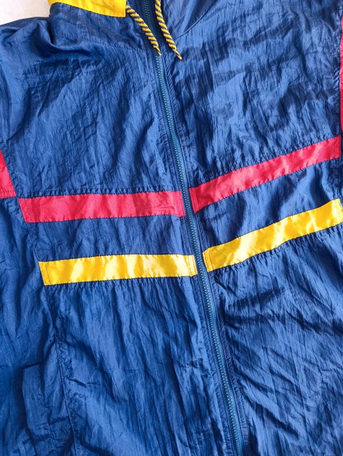 Veste vintage Venezia 80s/90s M Style rétro streetwear bleu marine bandes rouge et jaune mixte - photo numéro 8