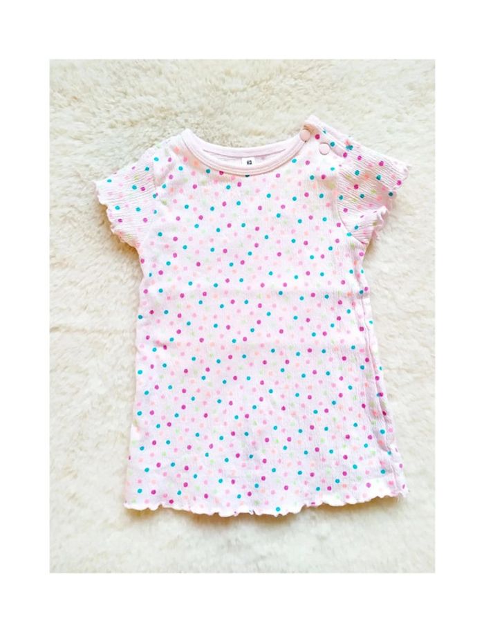 Jolie robe tee-shirt été coton bébé fille avec pois 3 mois
