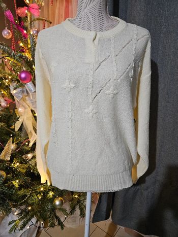 Pull blanc à petite perle M/L