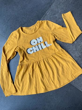 T-shirt manches longues fille jaune moutarde