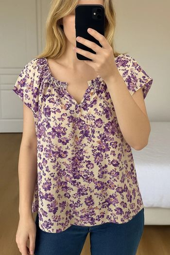 Blouse fleurie violette – Emma Ella Paris – Taille L