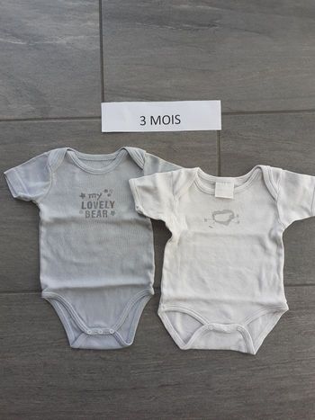 Lot de 2 bodies manches courtes mixte 3 mois