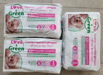 3 paquets de couches love and Green taille 1