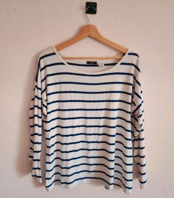 Tee-shirt marinière manches longues – Bleu marine & blanc – Taille 38 – La Redoute