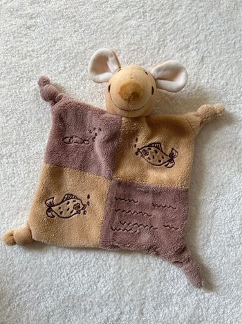 Doudou plat souris marron/jaune