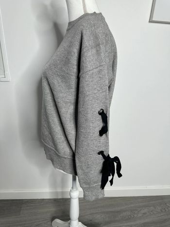 Pull flots noeuds gris et noir TS/M 36/38