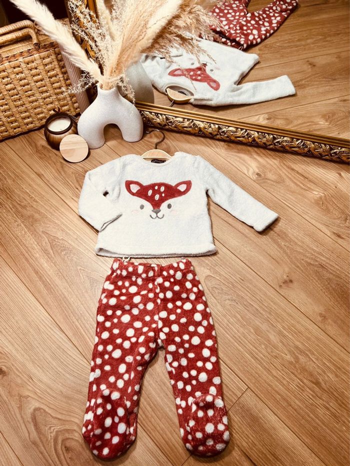 Taille 12 mois pyjama 2p piloupilou fille extenso écru et terracotta * biche * 🎀