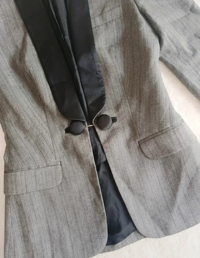 Veste Blazer Morgan gris et noir à rayures et fil métallisé 36 - photo numéro 2