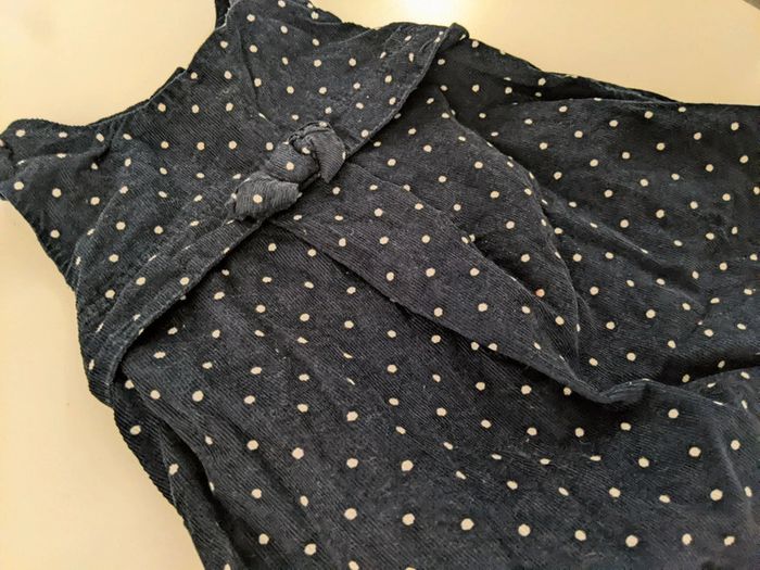 Robe chasuble velours bleu marine petits pois blanc Baby Gap 12-18 mois - photo numéro 2