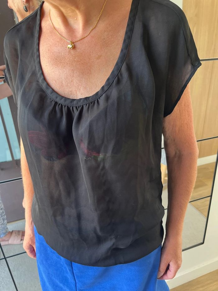 Top fluide noir transparent marque bershka - photo numéro 2