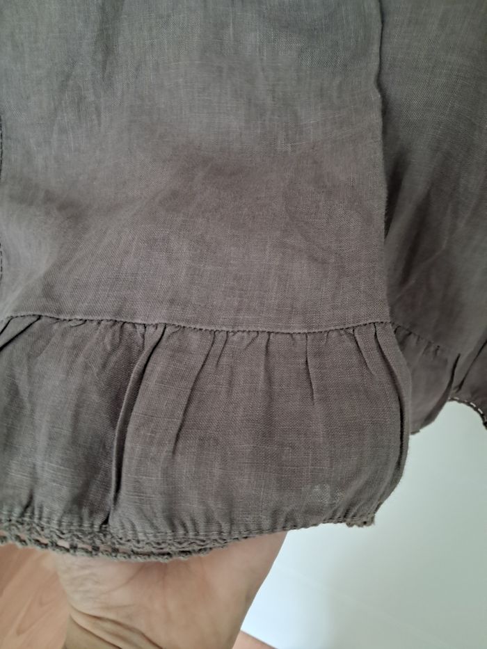 Robe trapèze en lin taupe - photo numéro 4