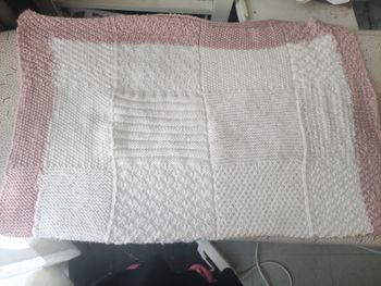 Couverture bébé 80 / 60 cm  blanc rose tendre