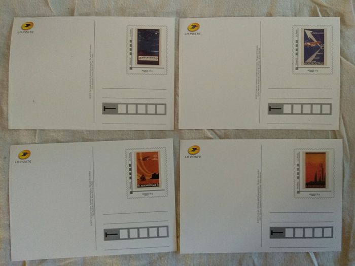 4 cartes postales avec timbre Collection La Poste Aéropostale - photo numéro 2
