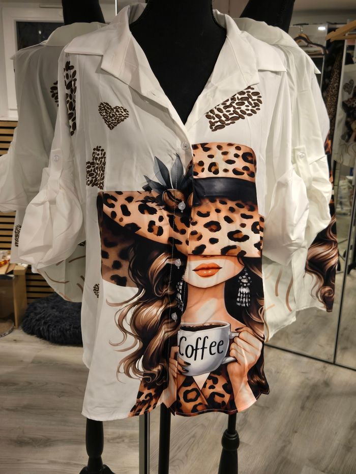 Chemise blanche imprimée TU>44 New Co. Neuve - photo numéro 4