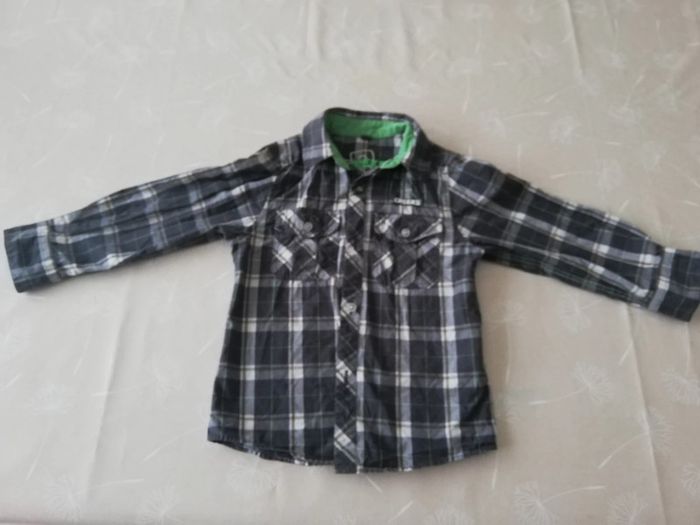 Chemise 4 ans manches longues grise à carreaux creeks