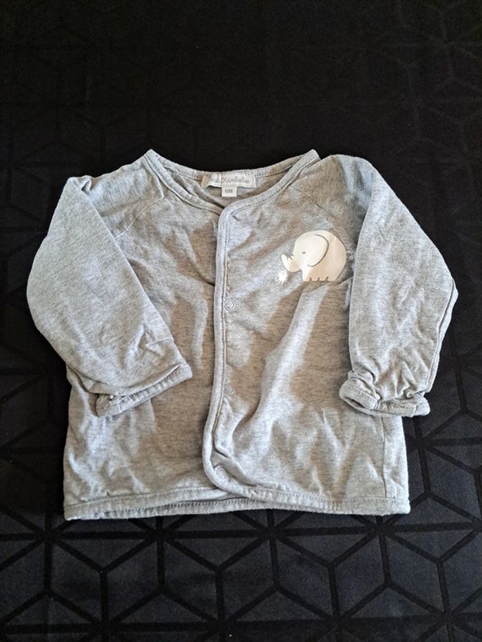 Gilet gris petit éléphant 6mois - photo numéro 4