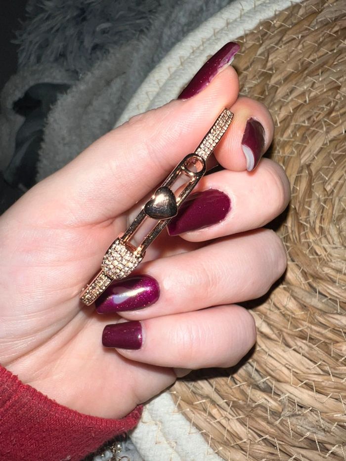 Bracelet rose gold cœur femme or jonc acier inoxydable bijou