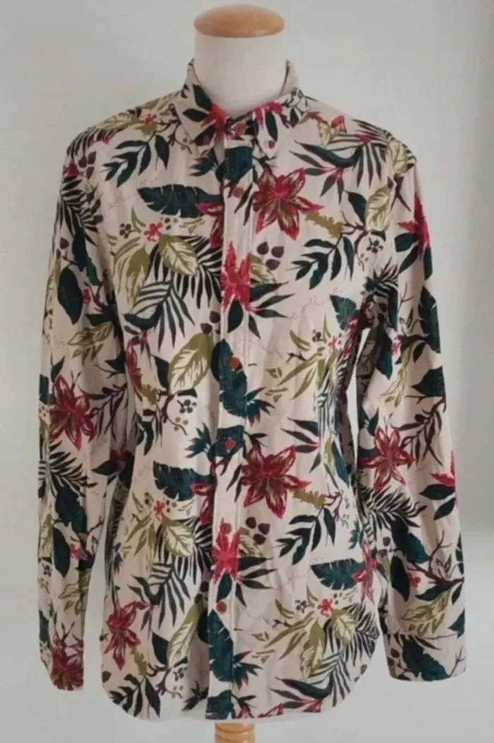 Chemise épaisse fleurie multicolore regular H&M taille 36 - photo numéro 2