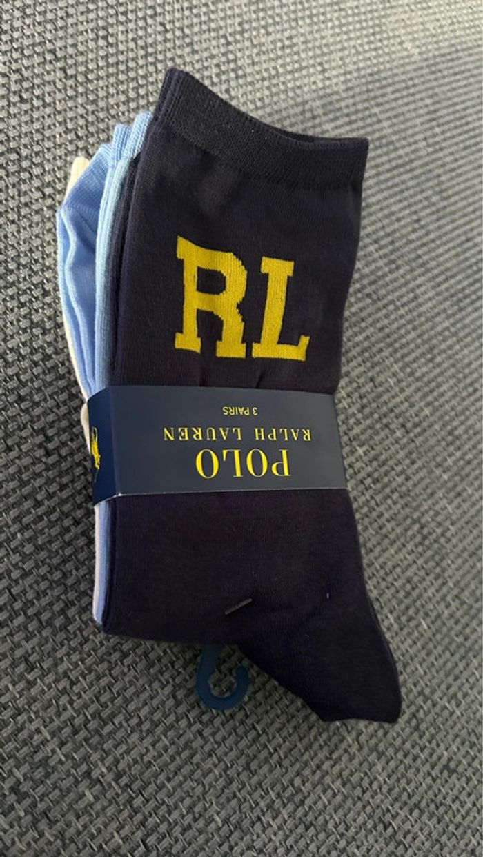 Pack de 3 paires de chaussettes Polo Ralph Lauren neuves taille unique