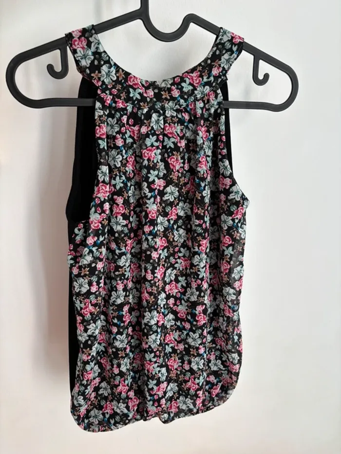 Blouse fleurie col rond à nouer - photo numéro 3
