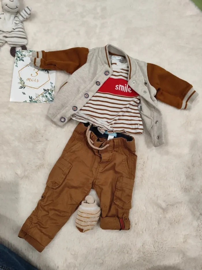 Ensemble 3 pièces 3 mois marron beige - photo numéro 11