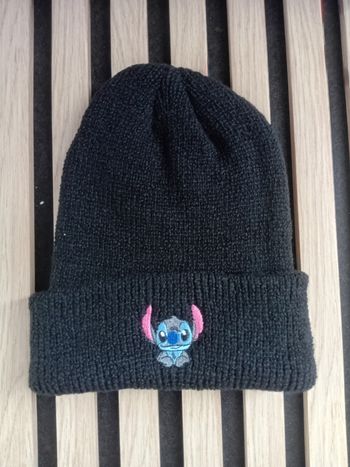Bonnet hiver noir brodé stitch taille unqiue