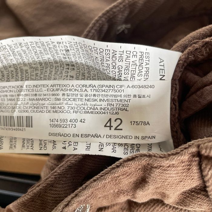 Pantalon large marron en velours côtelé 100% coton taille 42 Stradivarius V074 - photo numéro 9