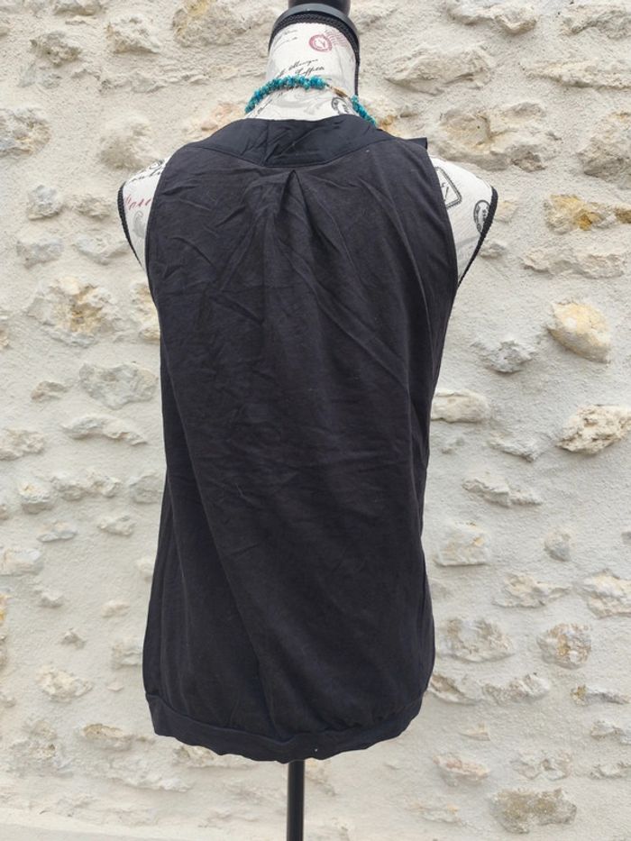 Débardeur haut noir femme taille M C&A avec perles à l'encolure - photo numéro 3