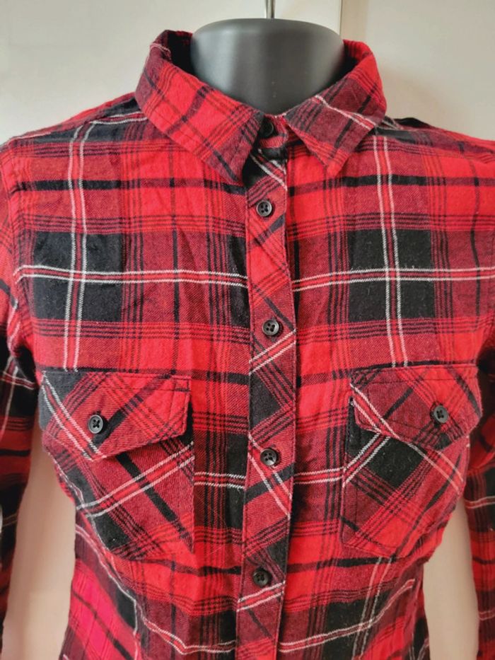 Chemise chemisier rouge motifs carreaux tartan Tally Weijl taille XXS 32 taille XS 34 en 100% coton - photo numéro 4