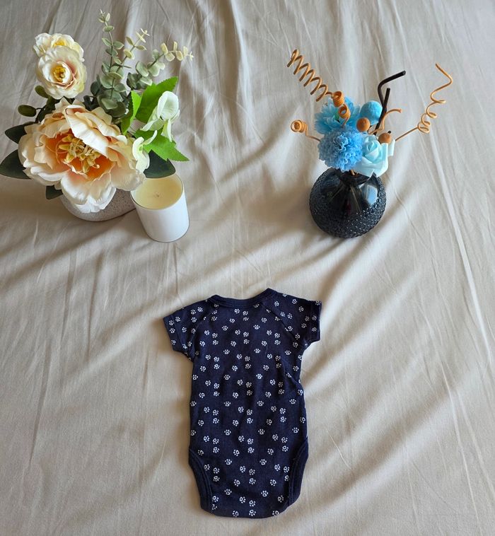 Kiabi Gemo Lot Bodys Coton Bleu Jaune Très Bon État 0M 50cm - photo numéro 3