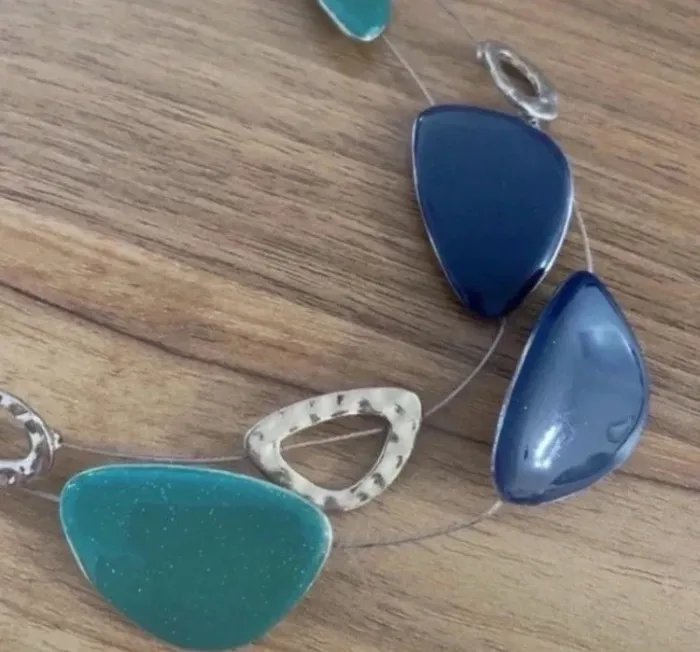 Collier plusieurs rang ton bleu - photo numéro 5